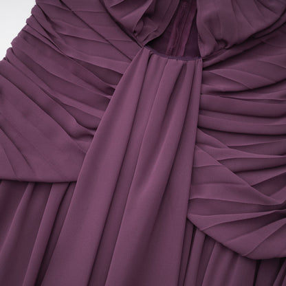 Annabelle Purple Off Shoulder Ruched Maxi Dress with Twist Front