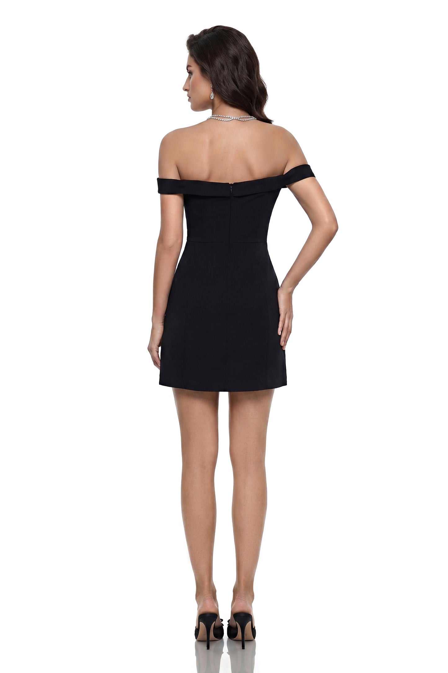 Antonia Off Shoulder Mini Dress with Lace Trim