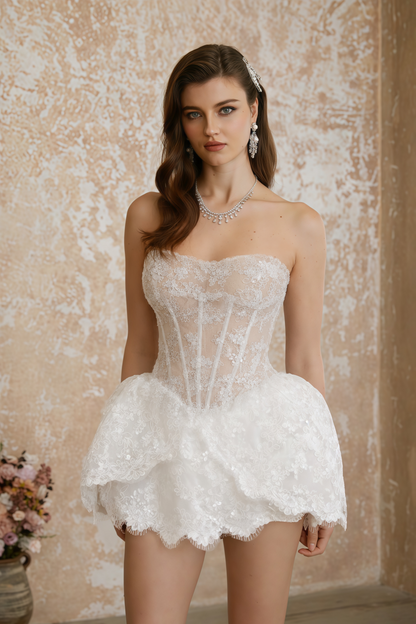 Apolline White Floral Embroidered Mini Dress
