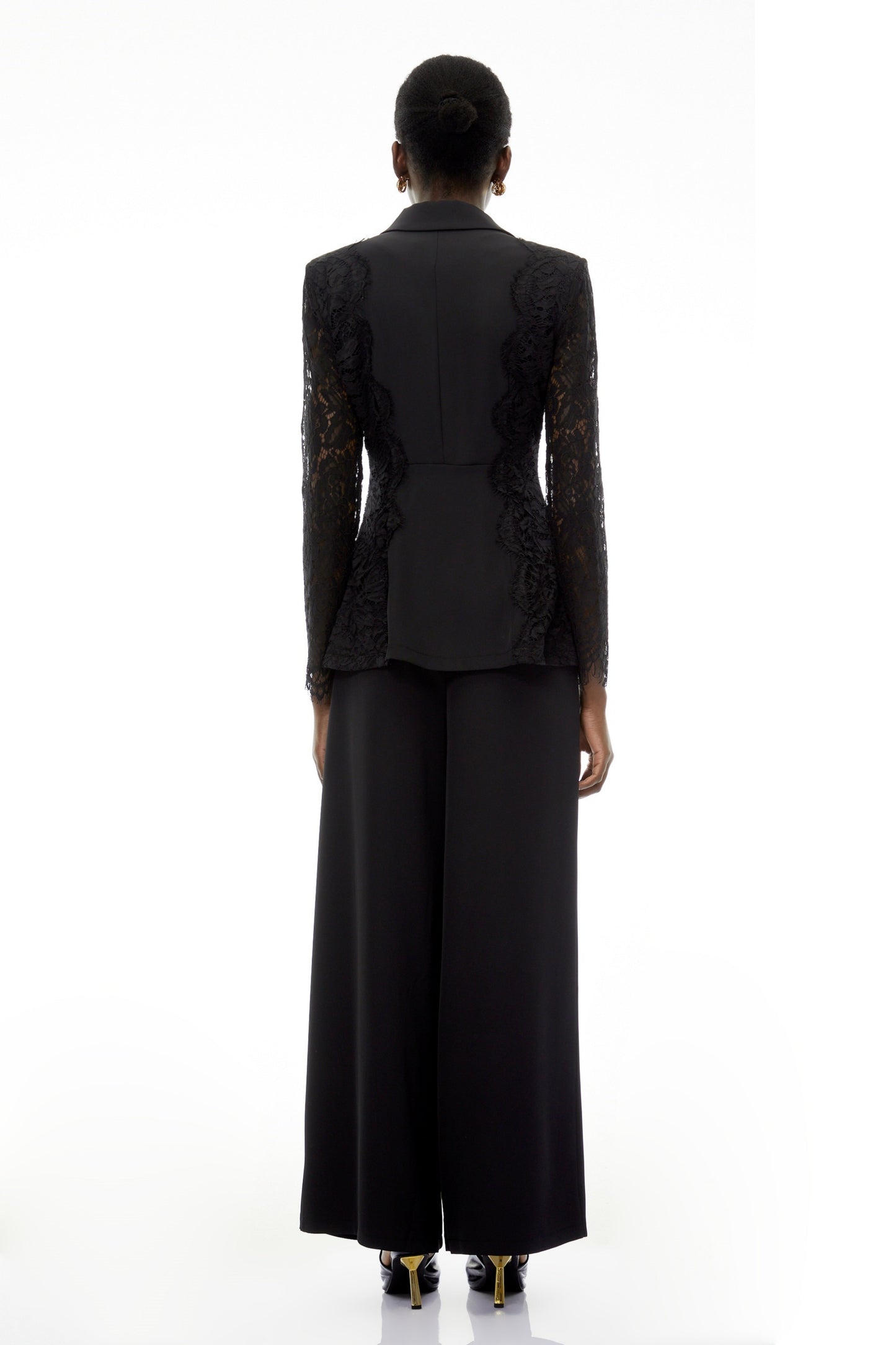 Arabella Black Long Sleeve Lace Blazer & Trouser Set