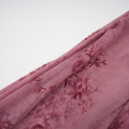 Ariadne Pembe Floklu Tül Maxi Elbise
