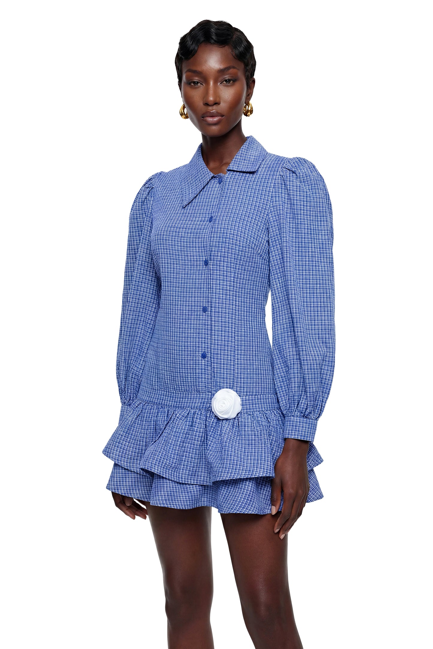 Arielle Blue Blouse with 3D Petals
