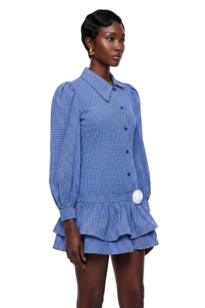 Arielle Blue Blouse with 3D Petals