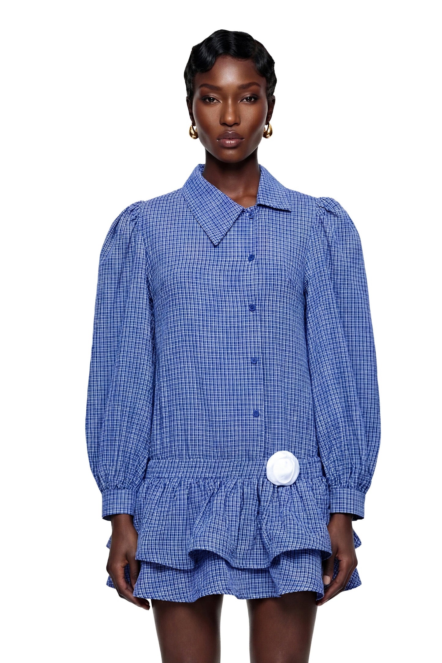 Arielle Blue Blouse with 3D Petals