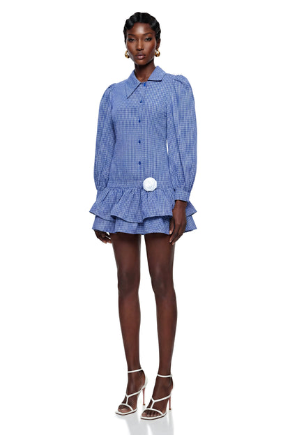 Arielle Blue Blouse with 3D Petals