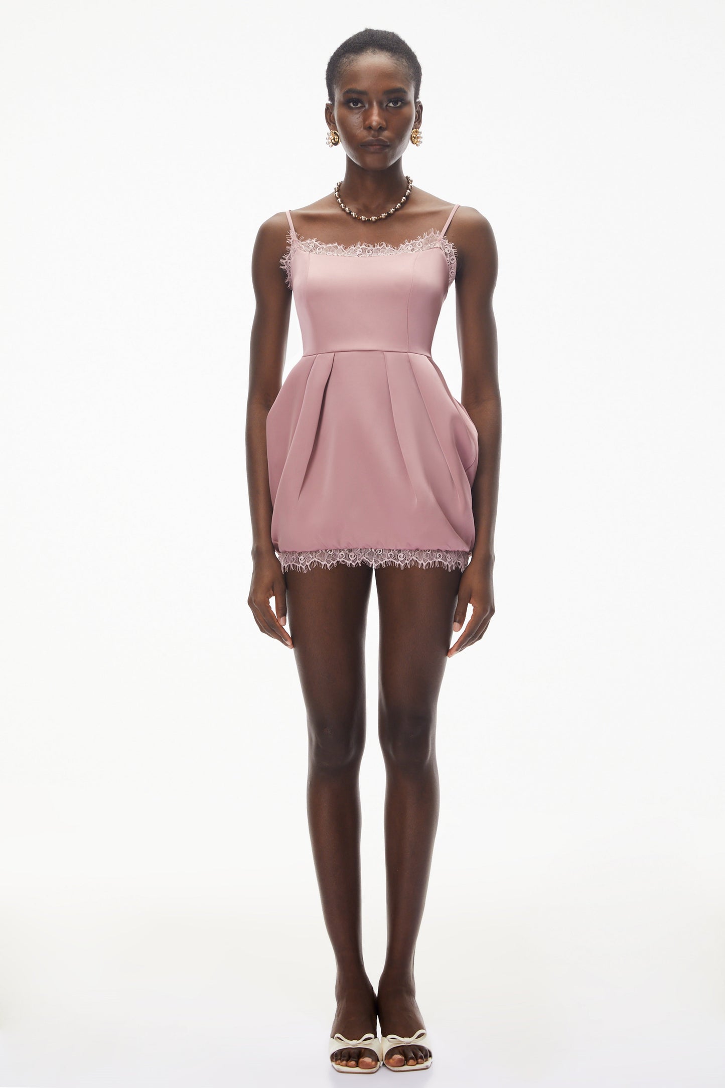 Aroha Pink Lace Trim Mini Dress