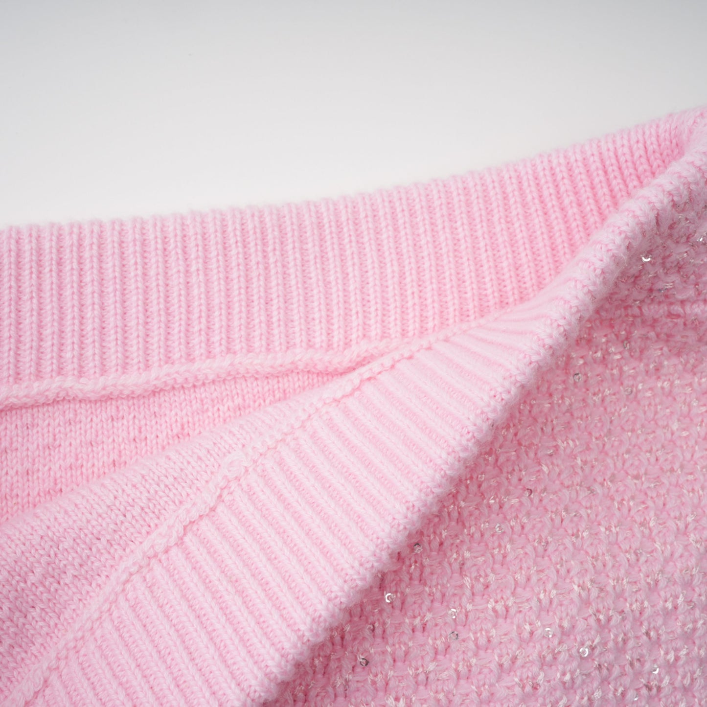 Ásdís Pink Sequined Knit Cardigan & Skirt Set