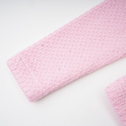 Ásdís Pink Sequined Knit Cardigan & Skirt Set