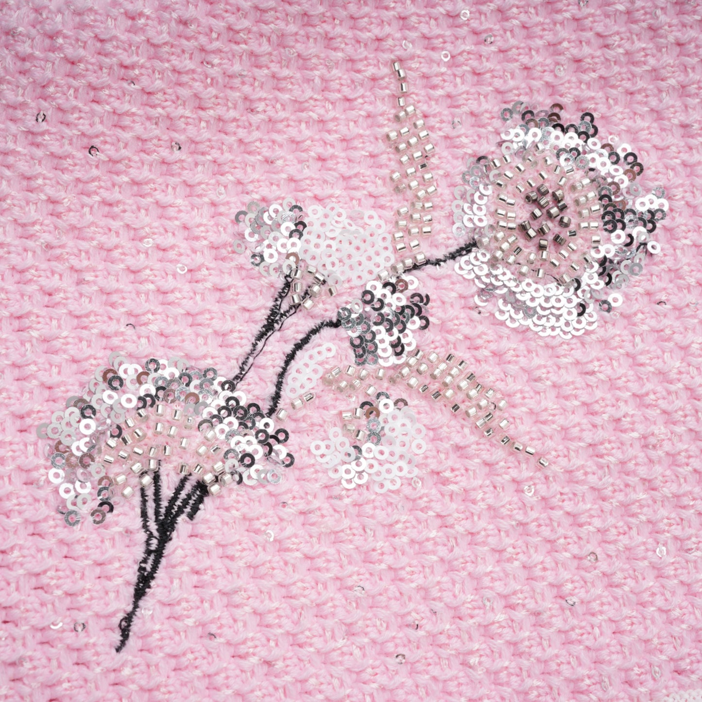 Ásdís Pink Sequined Knit Cardigan & Skirt Set