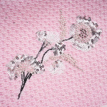Ásdís Pink Sequined Knit Cardigan & Skirt Set