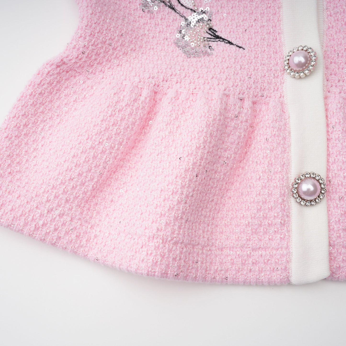 Ásdís Pink Sequined Knit Cardigan & Skirt Set