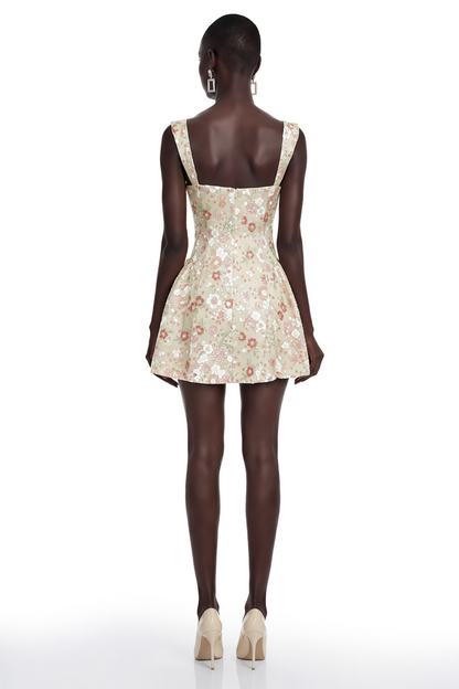 Ateretia Pink Floral Print Sequin Mini Dress