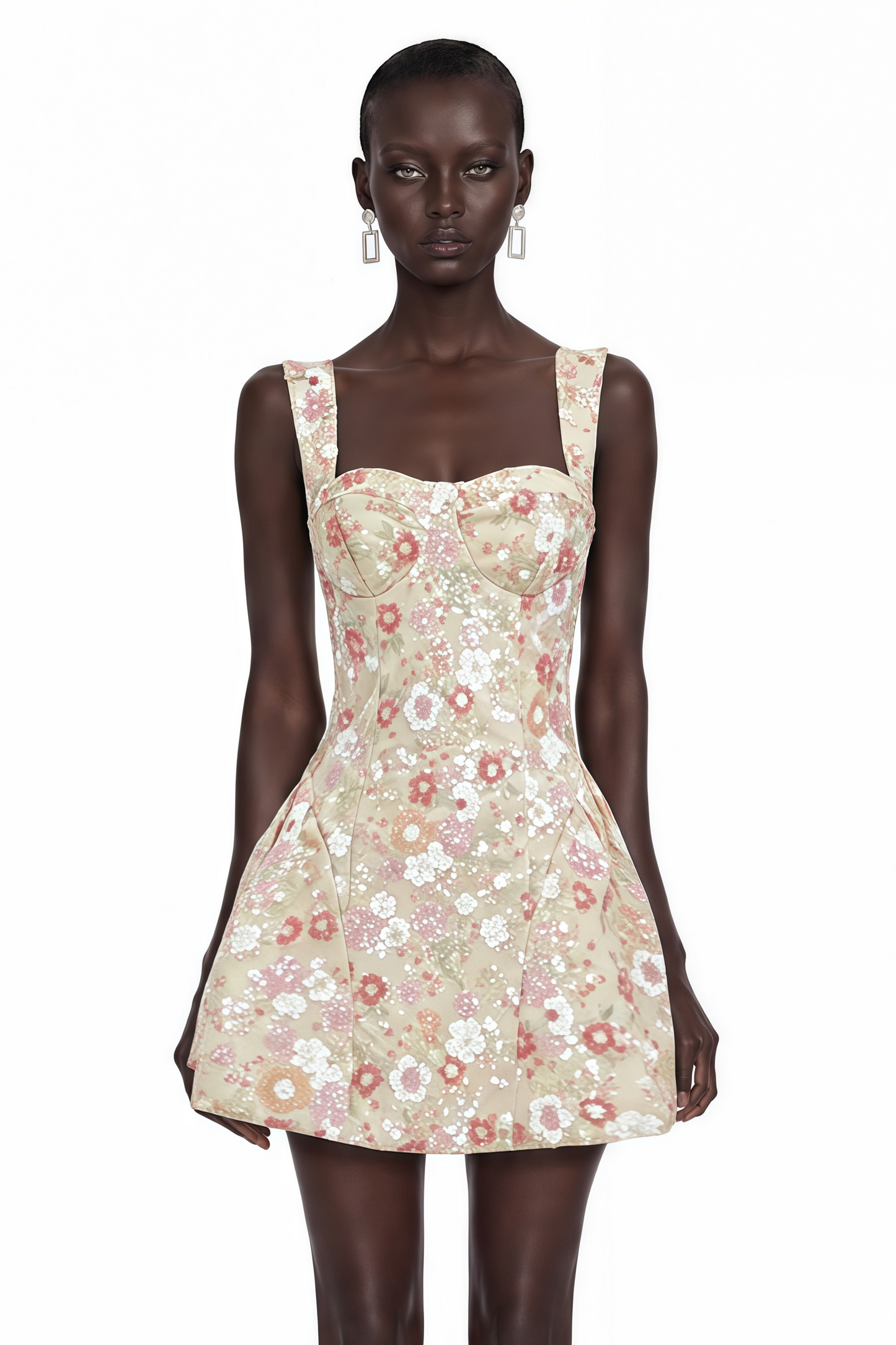 Ateretia Pink Floral Print Sequin Mini Dress