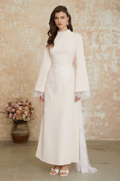 Aurora White Floral Lace Maxi Dress