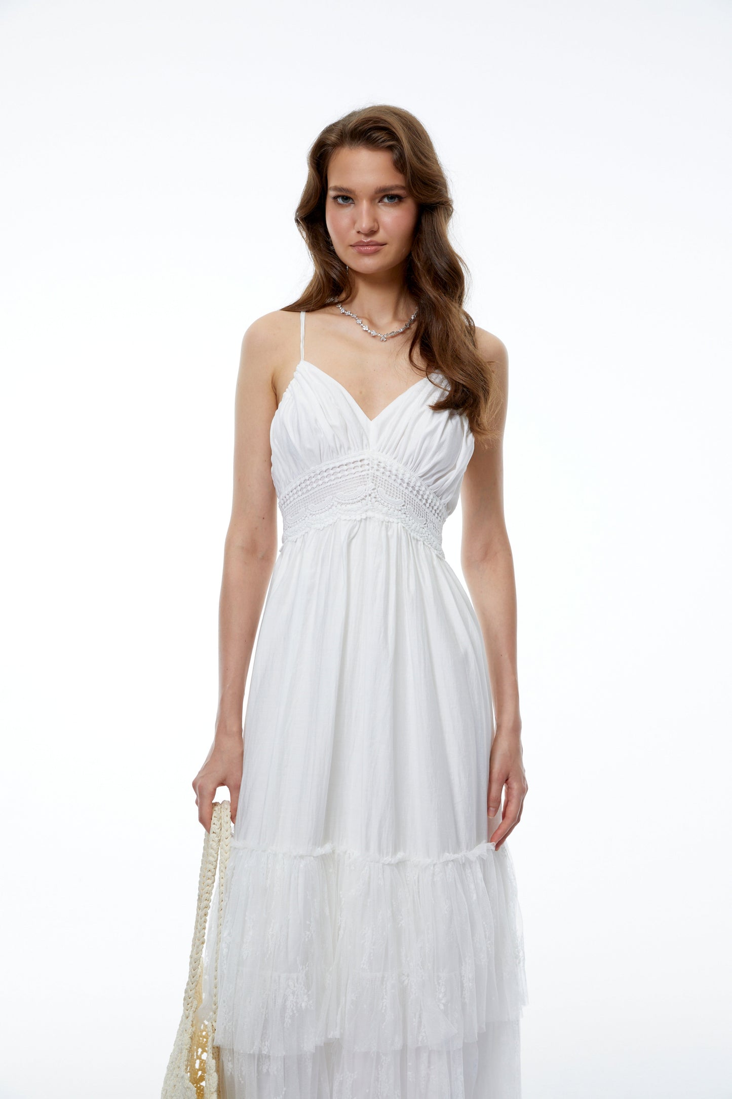 Badb White Backless Ruched Maxi Dress