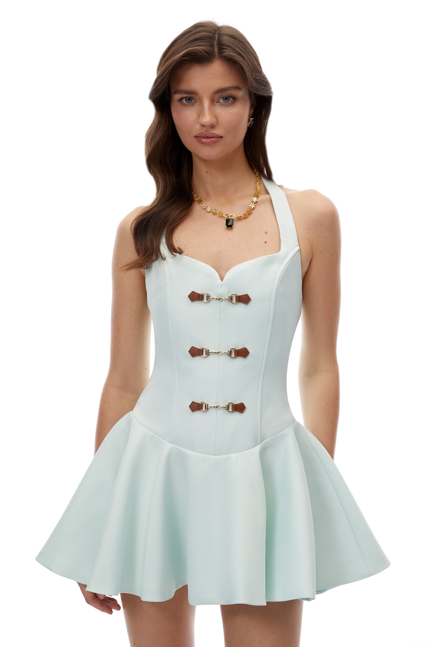 Banksia Mint Green Sweetheart Ruffled Mini Dress