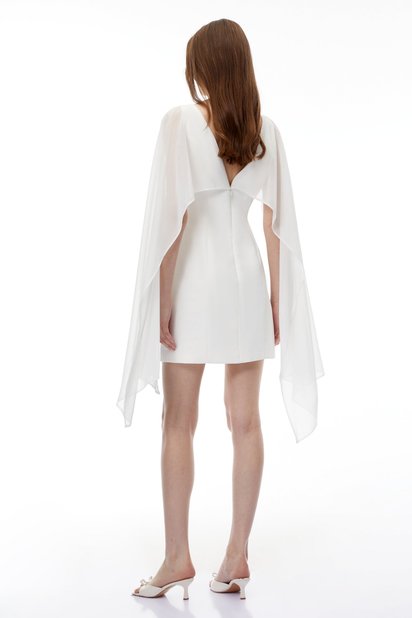 Bellatrix White Cape Mini Dress with 3D Florals