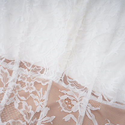 Bethany White Asymmetrical Lace Maxi Dress
