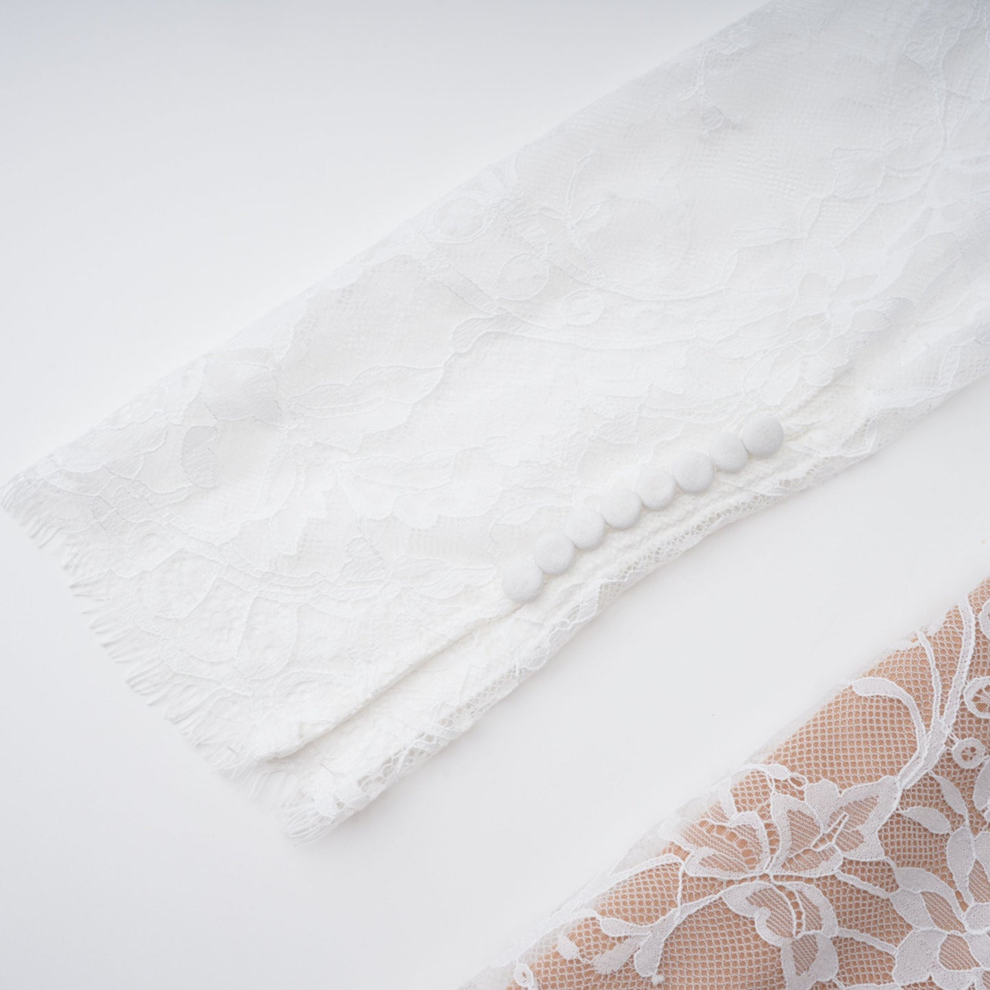 Bethany White Asymmetrical Lace Maxi Dress