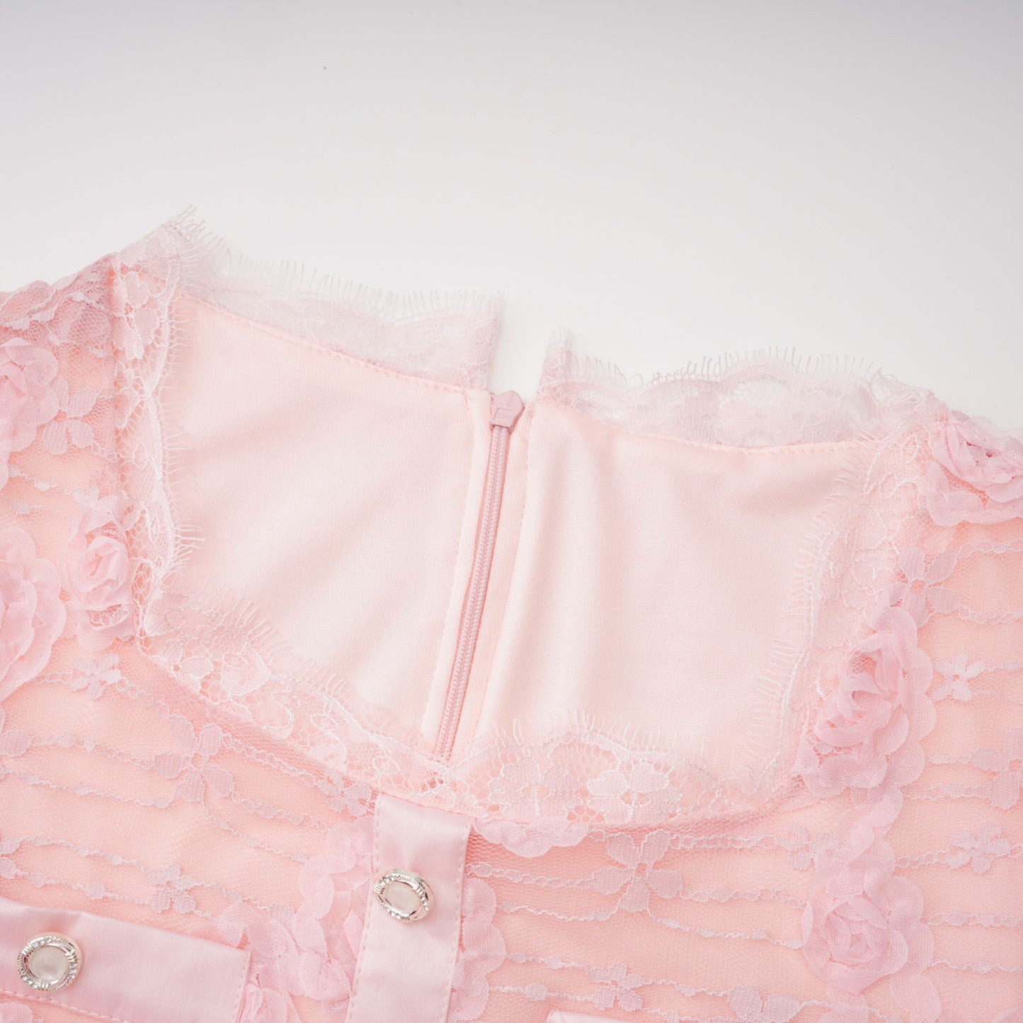 Branwen Pink 3D-Floral Embroidered Lace Maxi Dress