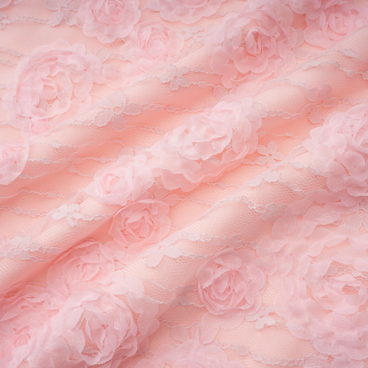 Branwen Pink 3D-Floral Embroidered Lace Maxi Dress