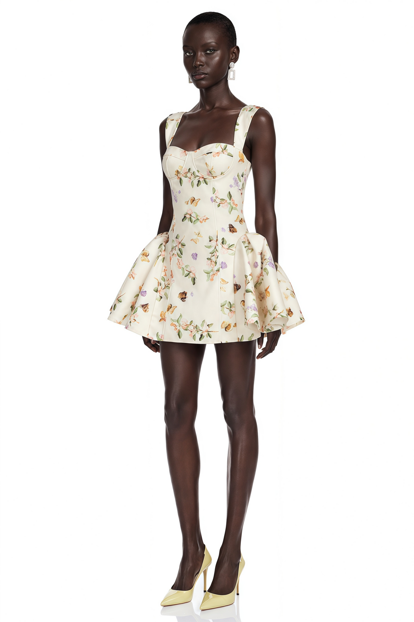 Brielle White Floral Print Corset Mini Dress