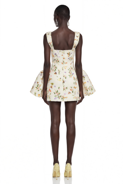 Brielle White Floral Print Corset Mini Dress