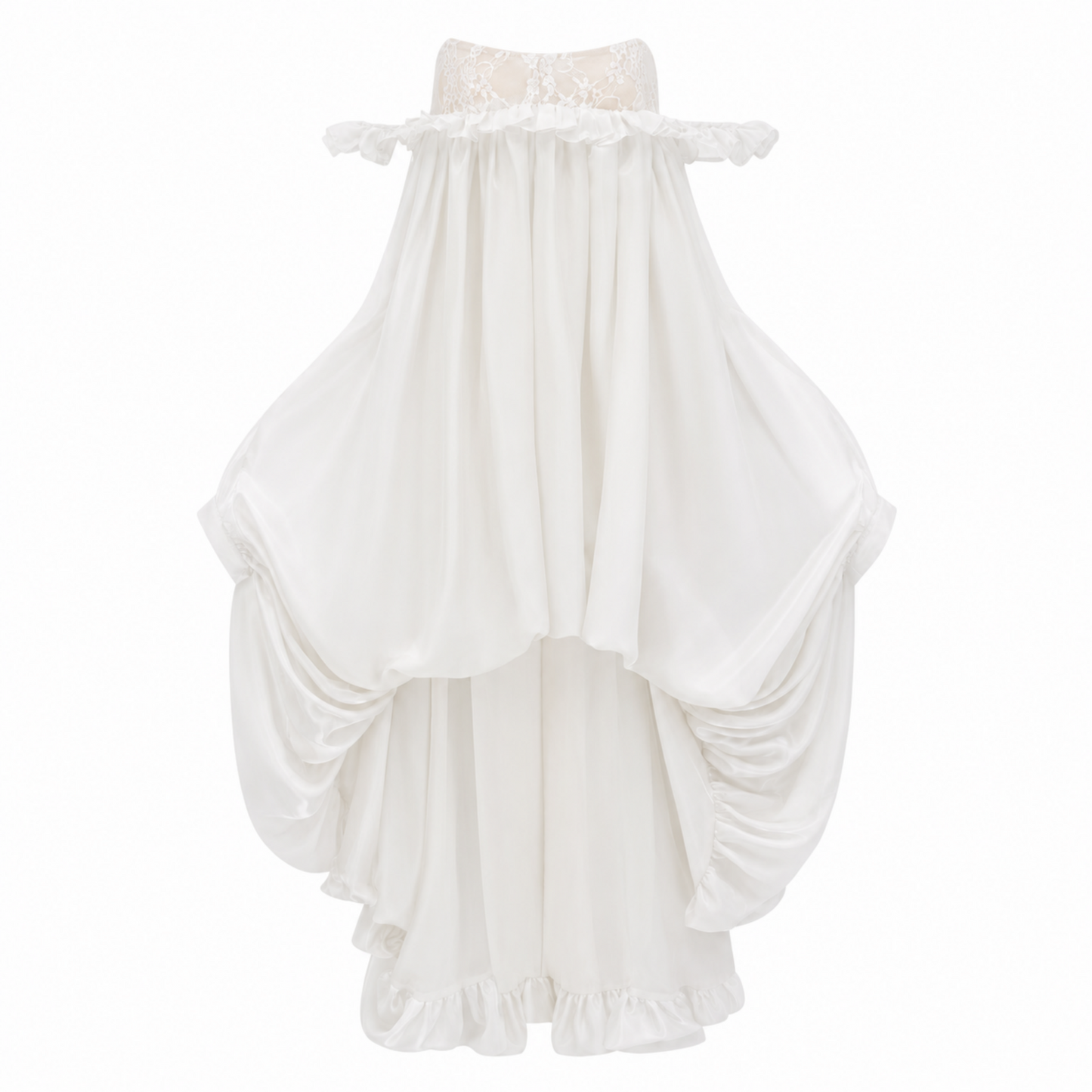 Brooklyn White Glossy Bubble Hem Mini Dress