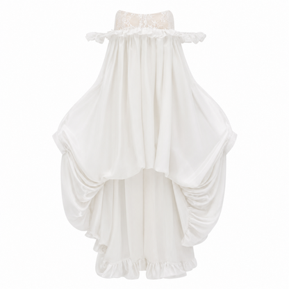 Brooklyn White Glossy Bubble Hem Mini Dress