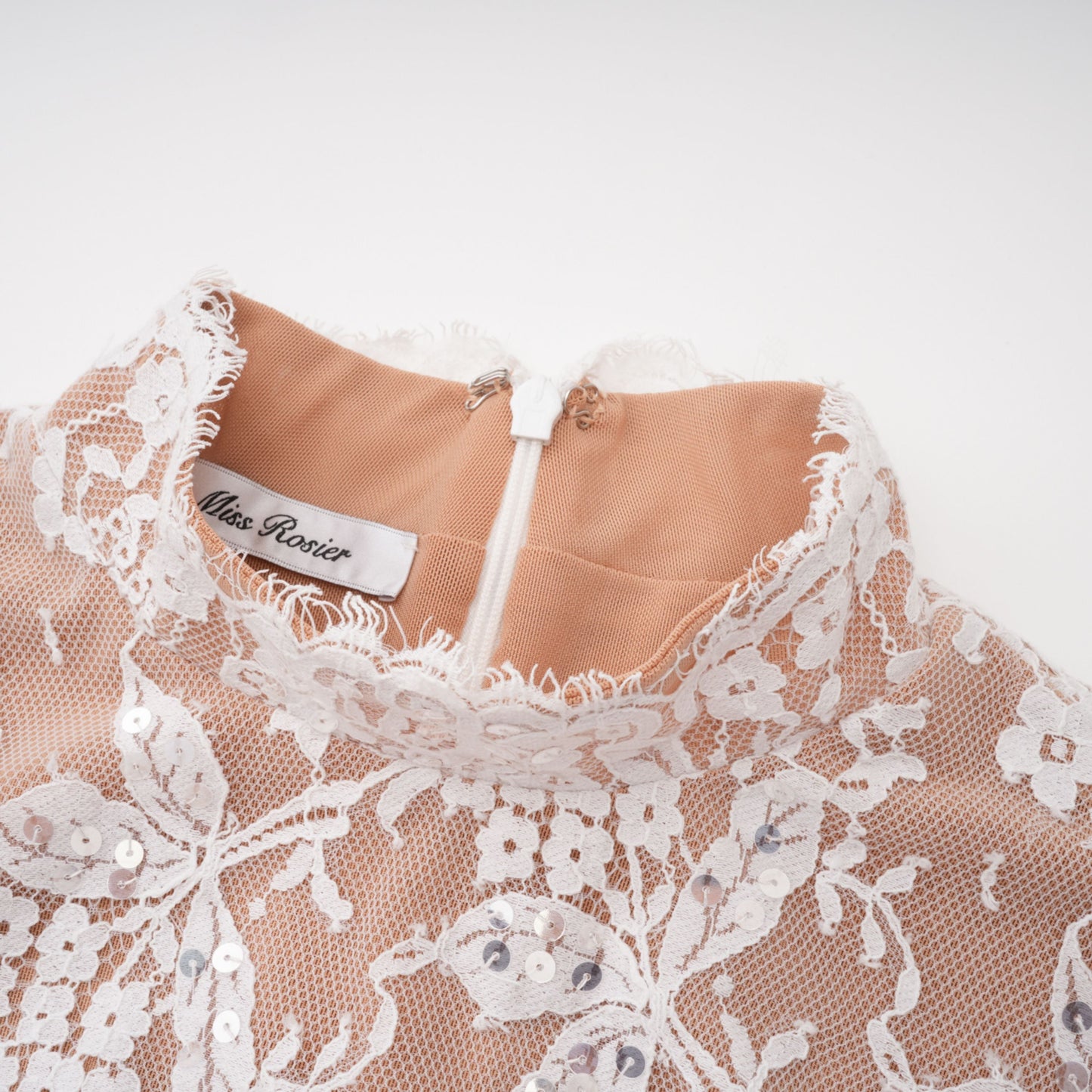 Bulelwa White Semi-Sheer Floral Lace Mini Dress