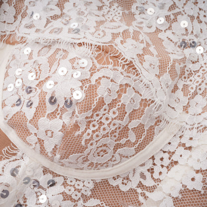 Bulelwa White Semi-Sheer Floral Lace Mini Dress