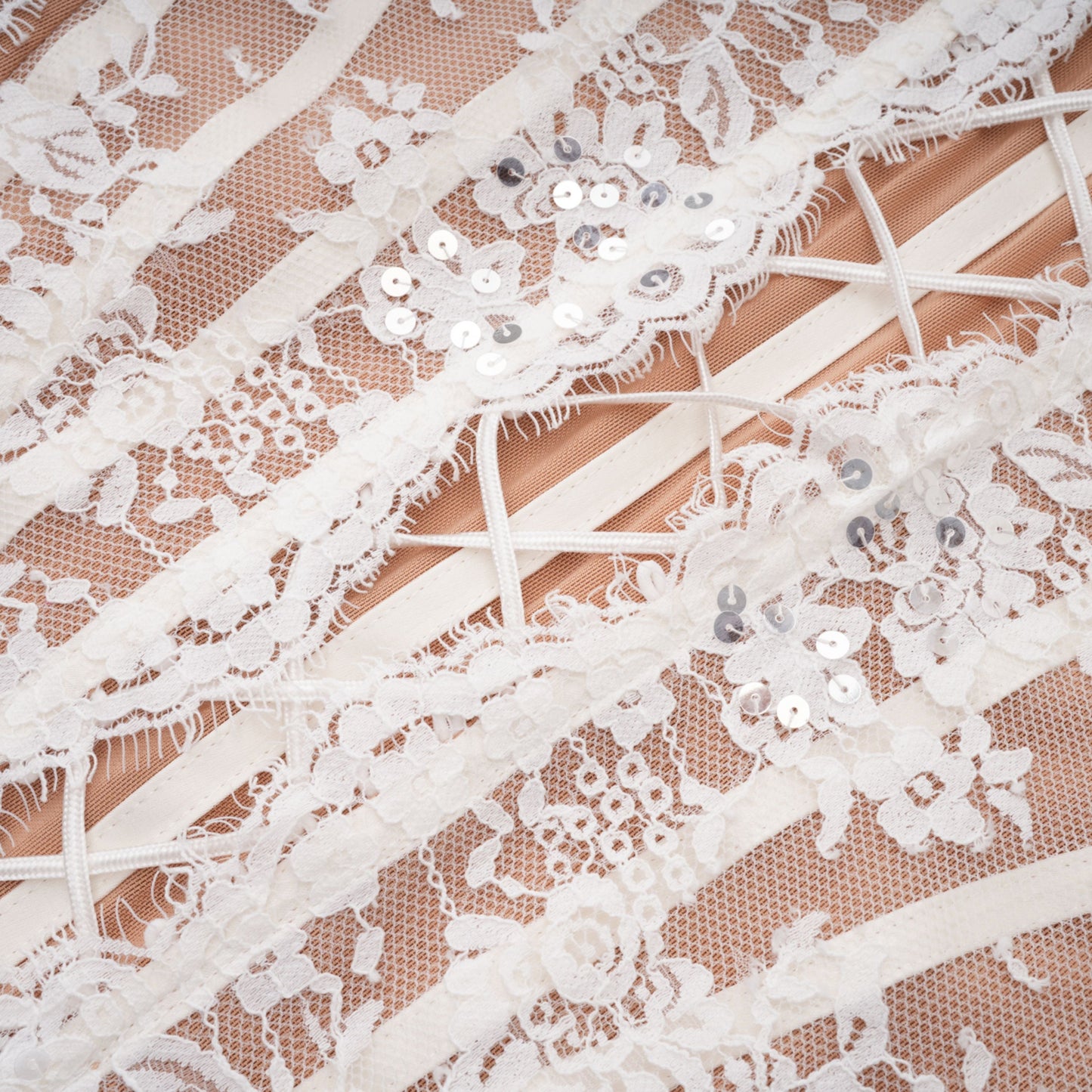 Bulelwa White Semi-Sheer Floral Lace Mini Dress
