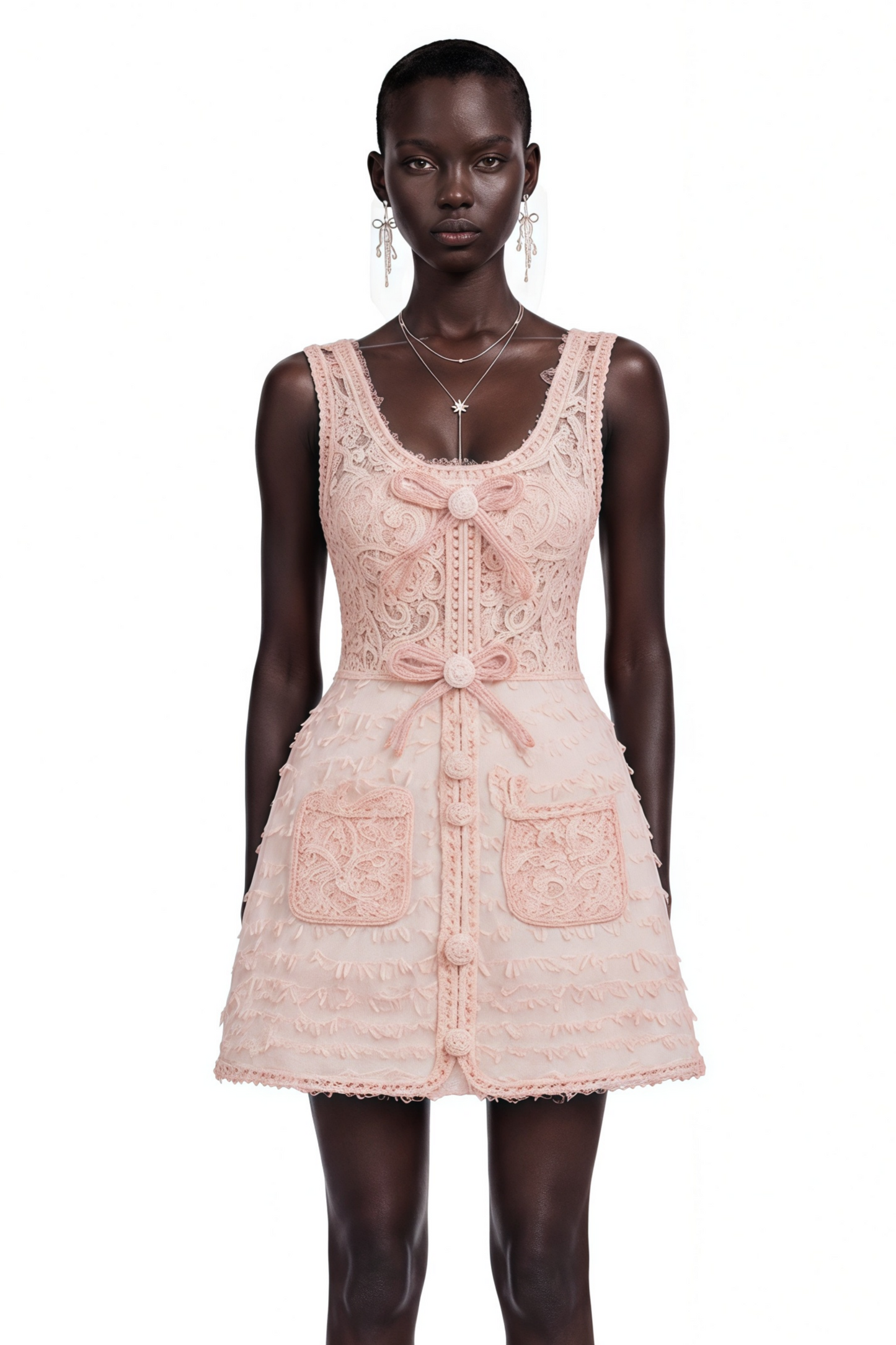 Camille Pink Tweed Jacket with 3D Floral & Lace Dress Set
