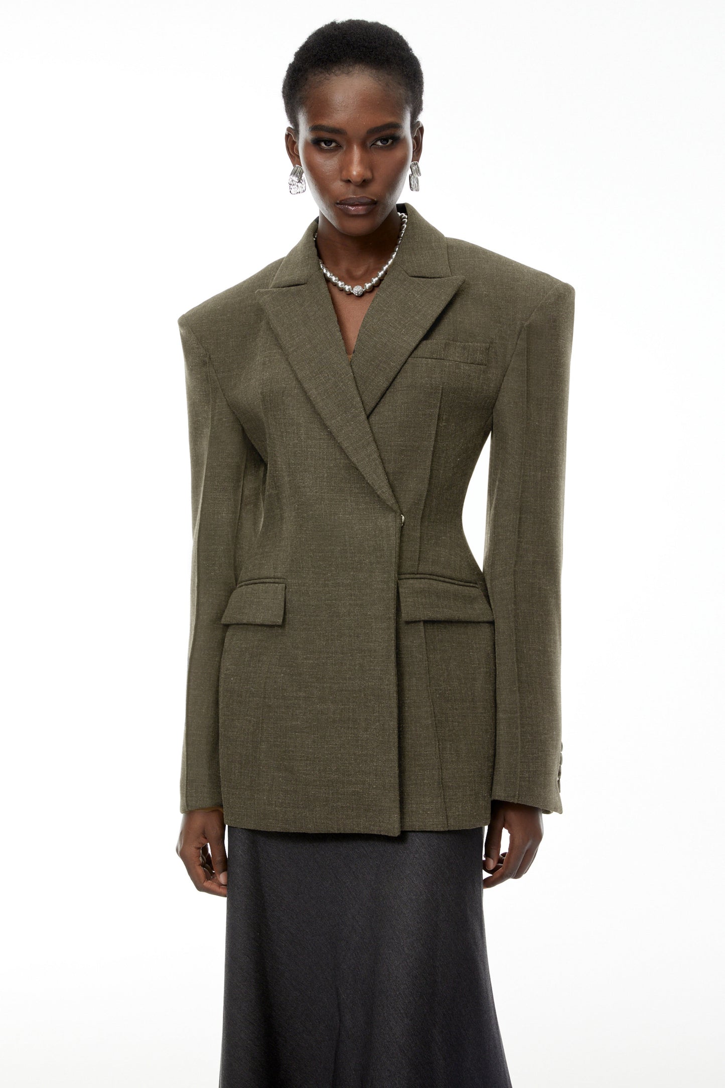 Caspian Green Asymmetrical Oversize Blazer
