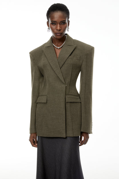 Caspian Green Asymmetrical Oversize Blazer