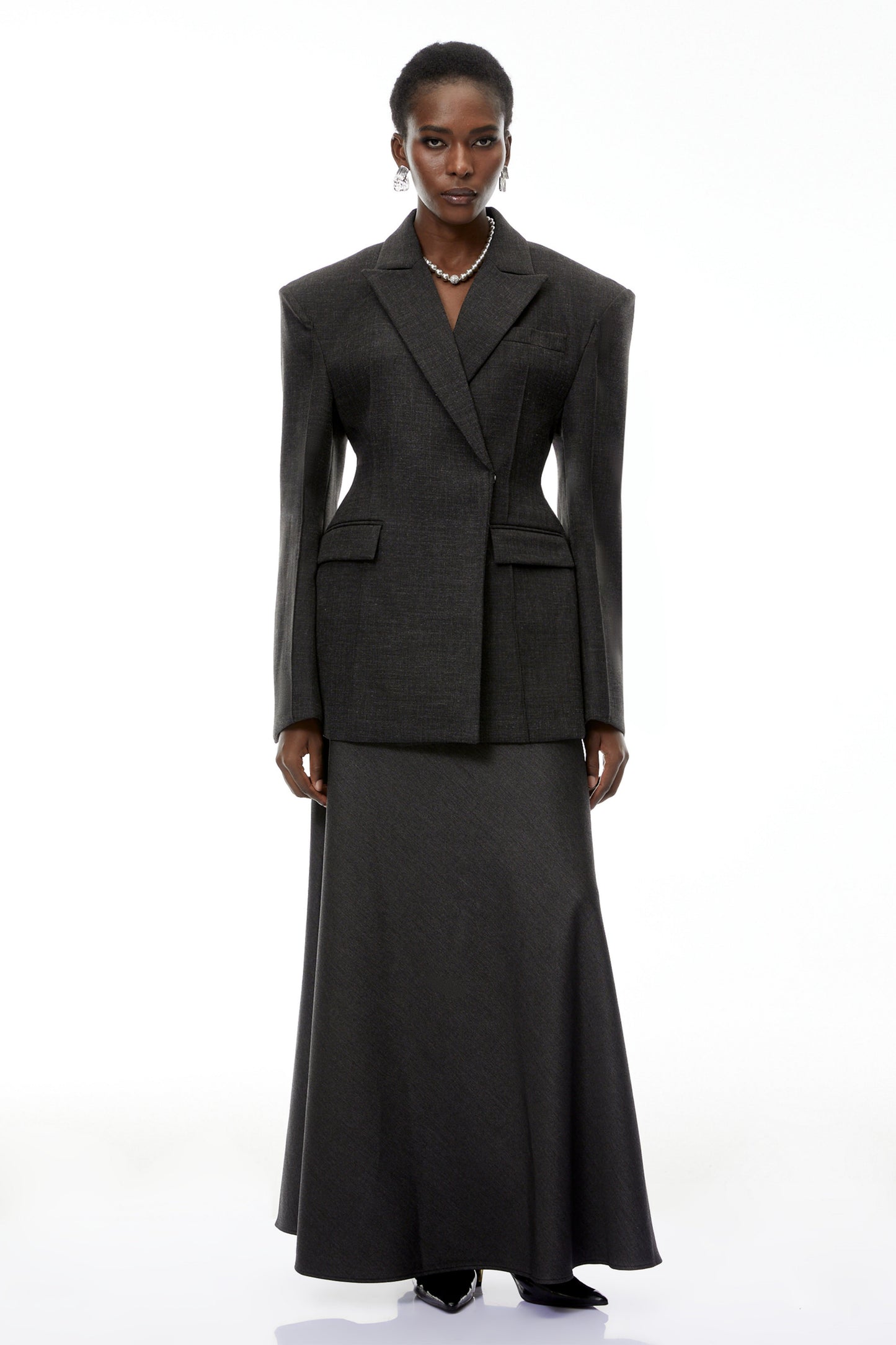 Caspian Grey Asymmetrical Oversize Blazer