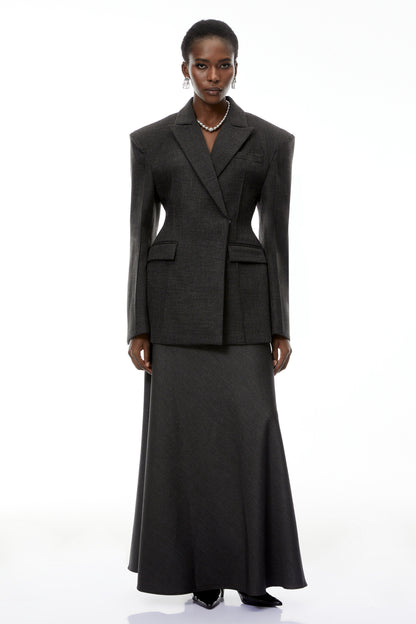 Caspian Grey Asymmetrical Oversize Blazer