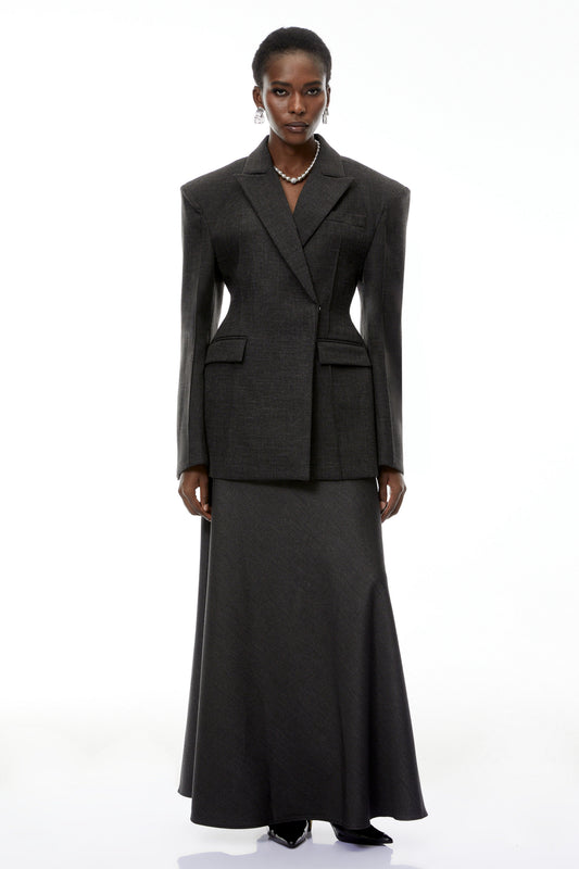 Caspian Grey Asymmetrical Oversize Blazer