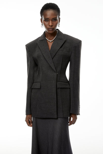 Caspian Grey Asymmetrical Oversize Blazer