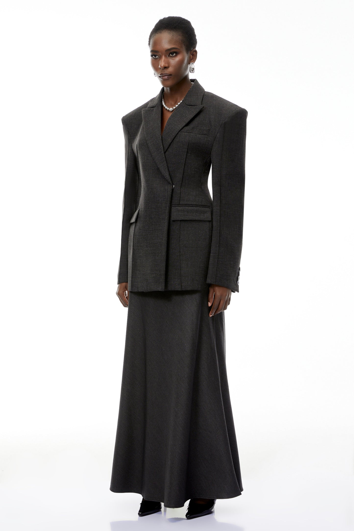 Caspian Grey Asymmetrical Oversize Blazer