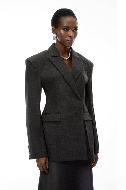 Caspian Grey Asymmetrical Oversize Blazer