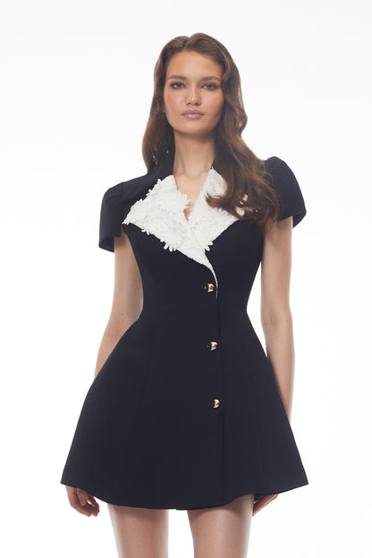 Caterina Black Color Block Blazer Dress