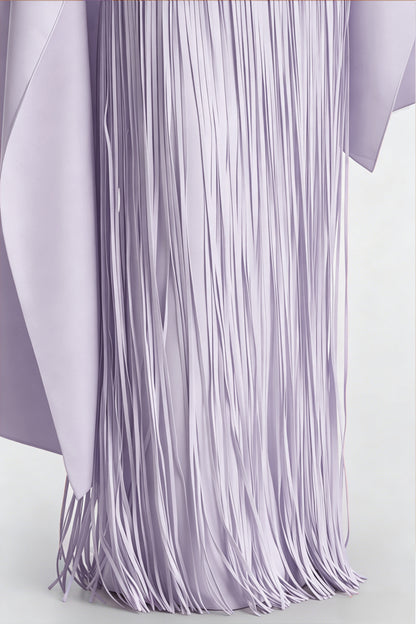 Cayetana Lilac Fringe Maxi Dress with Cape Effect