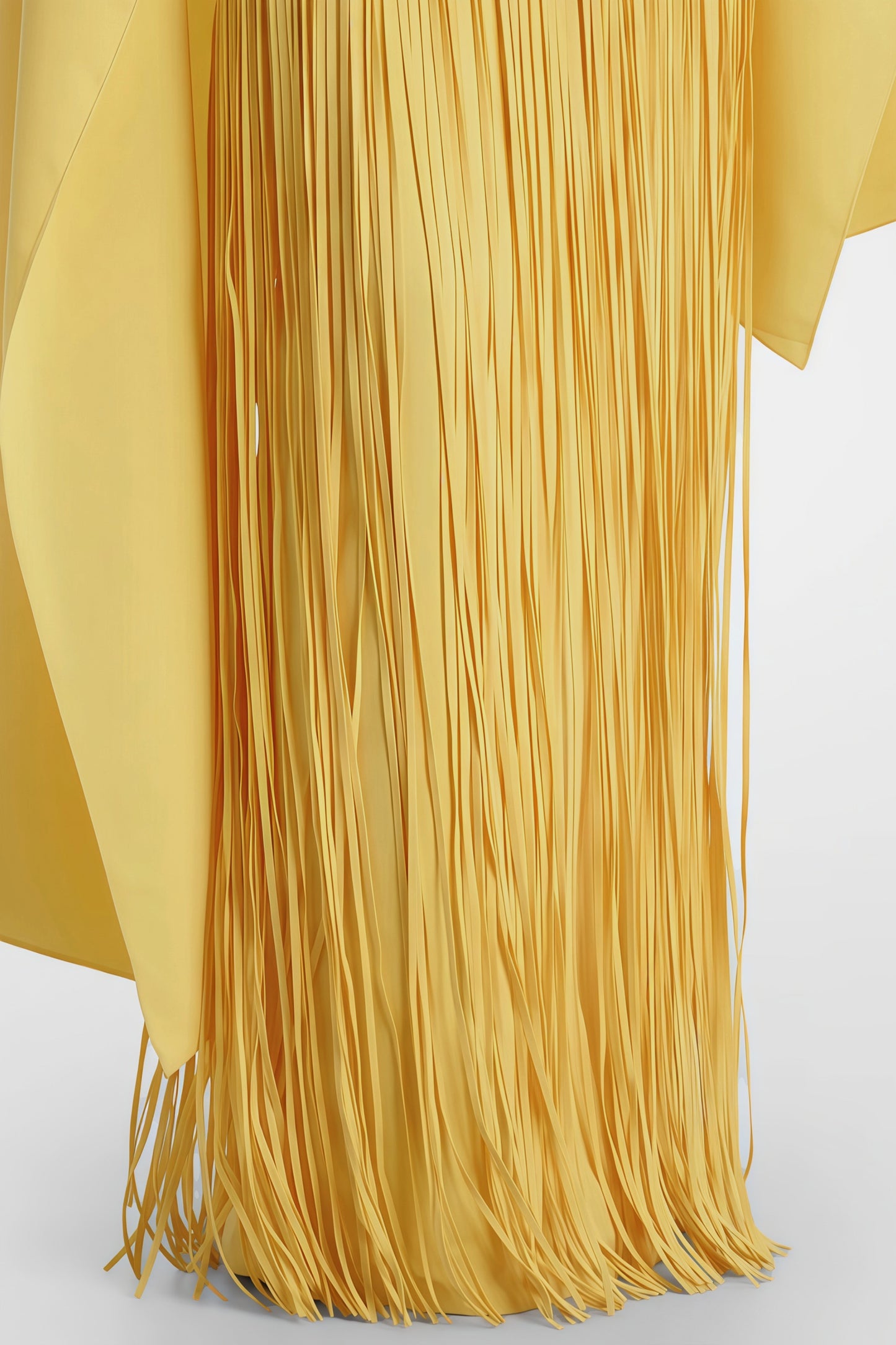Cayetana Yellow Fringed Maxi Dress with Shawl Detail