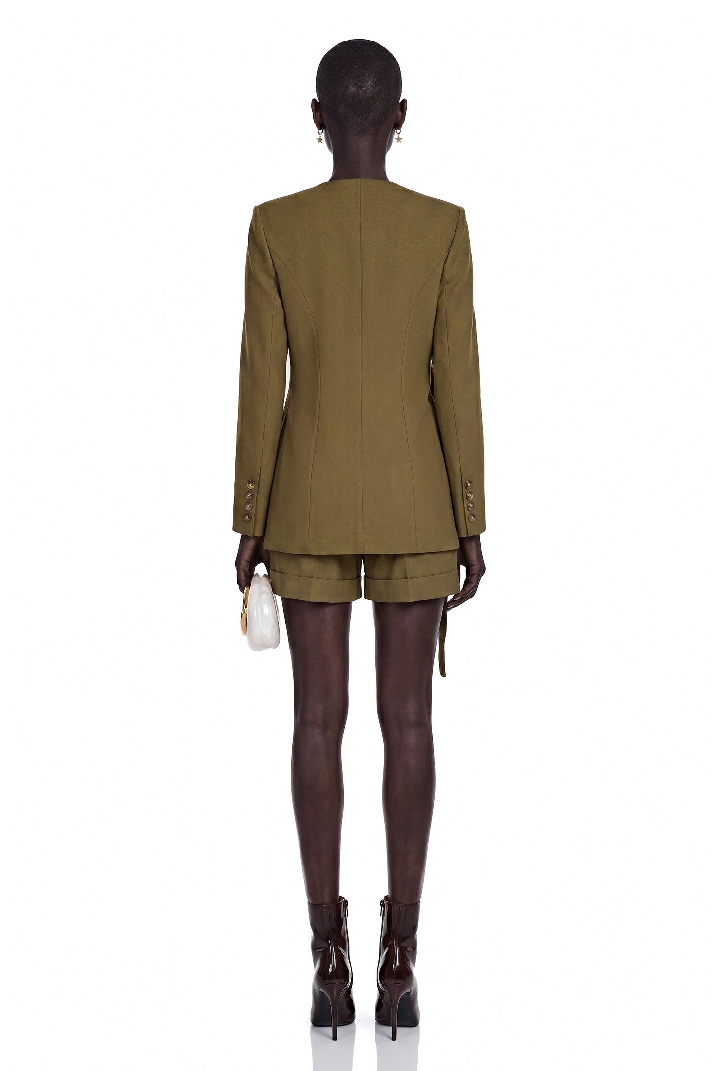 Cecilia Green V-Neck Belted Blazer