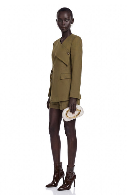Cecilia Green V-Neck Belted Blazer