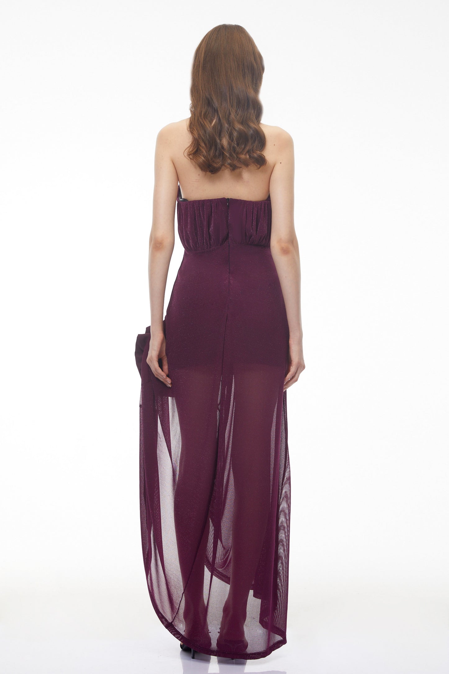 Yelyzaveta Purple Asymmetrical Maxi Dress with 3D Petals