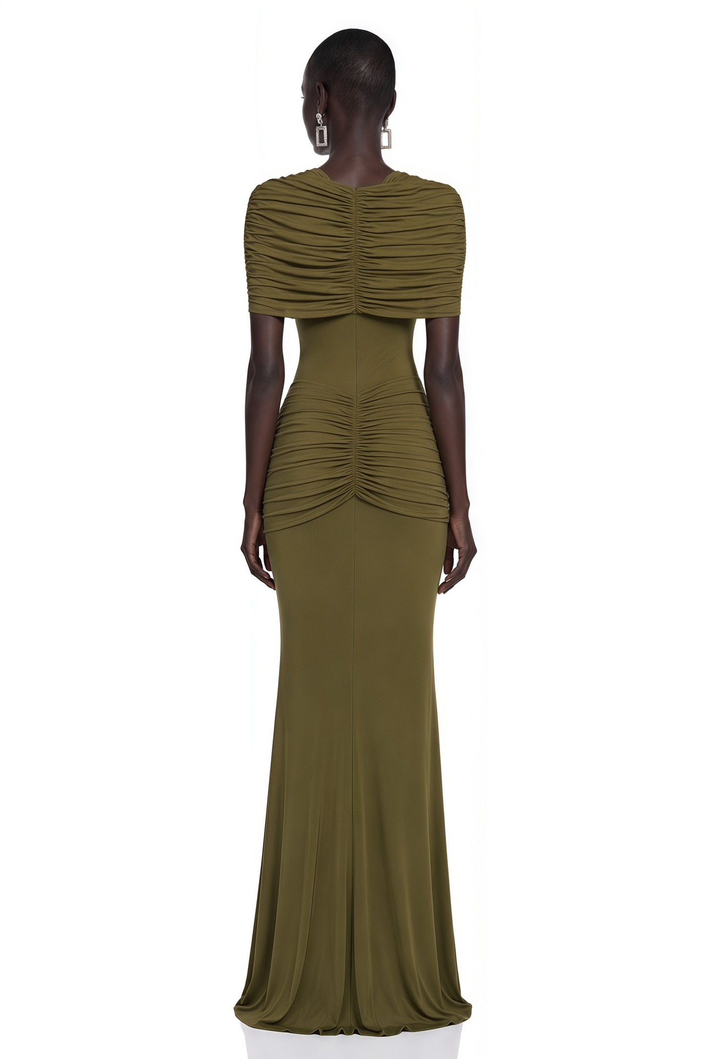Celeste Green Pleated Cape Maxi Dress
