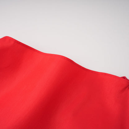 Cevher Red Fishtail Maxi Dress with Cape