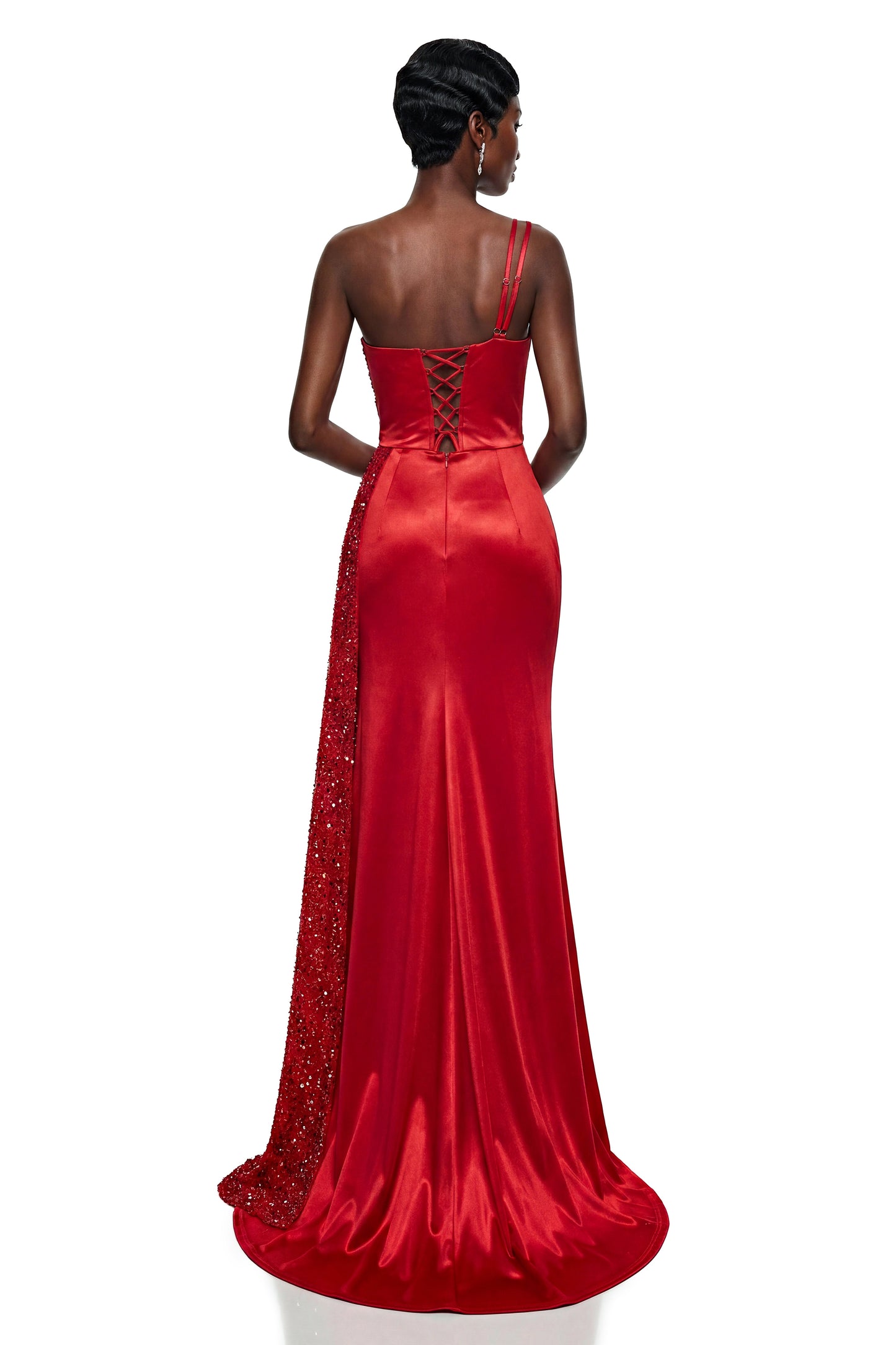 Charlotte Red Sequin One Shoulder Maxi Dress